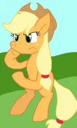 Size: 656x1086 | Tagged: safe, artist:cmara, derpibooru import, applejack, earth pony, pony, applejack's hat, bipedal, cowboy hat, female, g4, hat, image, png, solo