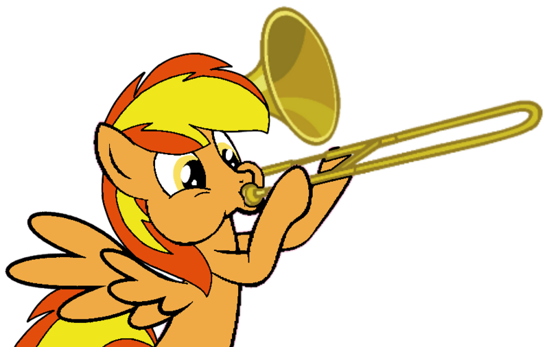 Size: 885x560 | Tagged: safe, artist:noi kincade, derpibooru import, oc, oc:firey ratchet, pegasus, pony, g4, image, male, png, simple background, transparent background, trombone