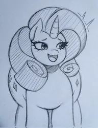 Size: 1576x2048 | Tagged: safe, artist:artmorheart, derpibooru import, rarity, pony, unicorn, butt, female, front view butt, g4, image, jpeg, large butt, mare, monochrome, rearity, sketch, solo, wide hips