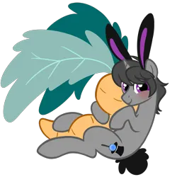 Size: 5000x5000 | Tagged: safe, artist:wtfponytime, derpibooru import, oc, oc:top clue, unofficial characters only, pony, unicorn, animal costume, blushing, bunny costume, bunny ears, bunny tail, clothes, costume, cuddling, image, looking at you, male, plushie, png, simple background, solo, stallion, tail, transparent background