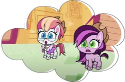 Size: 490x324 | Tagged: safe, derpibooru import, official, earth pony, my little pony: pony life, princess probz, spoiler:pony life s01e01, 2d, blue eyes, bubble, glasses, green eyes, image, lilith, png, shocked, simple background, standing, surprised, transparent background