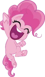 Size: 192x324 | Tagged: safe, derpibooru import, official, pinkie pie, earth pony, my little pony: pony life, 2d, chibi, eyes closed, happy, image, jumping, png, simple background, transparent background