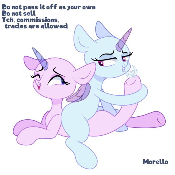 Size: 5500x5500 | Tagged: safe, artist:morello, derpibooru import, pony, base, duo, fetish, grin, hoof fetish, hoof tickling, image, looking at each other, looking at someone, lying down, mouth hold, one eye closed, open mouth, png, prone, simple background, sitting on, sitting on person, sitting on pony, smiling, tickle torture, tickling, transparent background