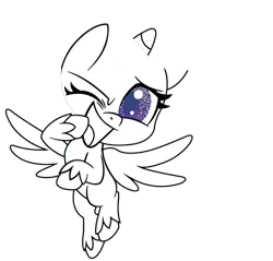 Size: 440x420 | Tagged: safe, derpibooru import, official, twilight sparkle, twilight sparkle (alicorn), alicorn, my little pony: pony life, 2d, base, chibi, flying, image, looking at you, one eye closed, png, simple background, smiling, transparent background, wink, winking at you