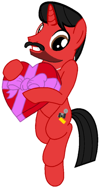 Size: 524x922 | Tagged: safe, artist:mickey1909, derpibooru import, oc, oc:mickey motion, unofficial characters only, unicorn, box of chocolates, holiday, image, male, png, simple background, solo, transparent background, valentine's day