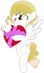 Size: 564x942 | Tagged: safe, artist:mickey1909, derpibooru import, oc, oc:honey bun, unofficial characters only, pegasus, pony, box of chocolates, female, g4, holiday, image, png, simple background, solo, transparent background, valentine's day