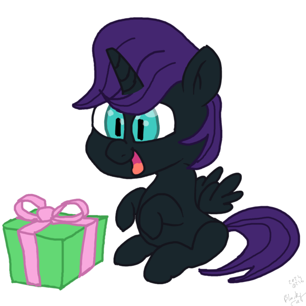 Size: 1024x1024 | Tagged: safe, artist:blackcat, derpibooru import, oc, oc:nyx, alicorn, colored, flat colors, image, low quality, png, present, simple background, transparent background