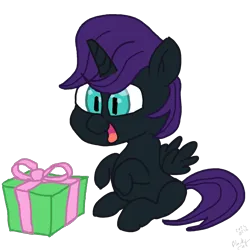 Size: 1024x1024 | Tagged: safe, artist:blackcat, derpibooru import, oc, oc:nyx, alicorn, colored, flat colors, image, low quality, png, present, simple background, transparent background