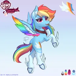 Size: 2300x2300 | Tagged: safe, artist:orion_illustrates, derpibooru import, rainbow dash, pegasus, pony, comic:tales of the unseen, aviator goggles, butt, colored wings, cutie mark, female, flying, frog (hoof), g4, goggles, image, leg fluff, multicolored wings, plot, png, redesign, simple background, underhoof, unshorn fetlocks, wings