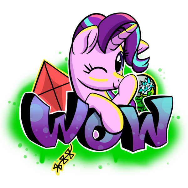 Size: 2480x2480 | Tagged: safe, artist:stellardust, derpibooru import, phyllis, starlight glimmer, pony, unicorn, boop, bust, digital art, female, geode, graffiti, high res, image, kite, looking at you, mare, meme, one eye closed, png, self-boop, simple background, solo, transparent background, wink, winking at you, wow! glimmer