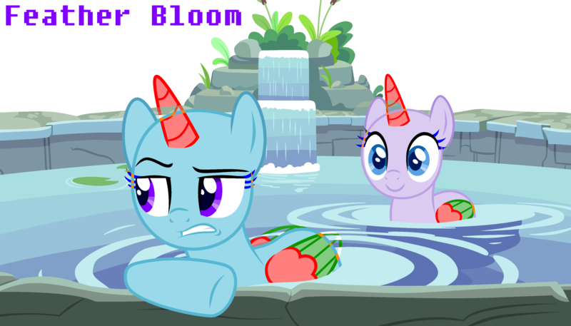 Size: 3732x2130 | Tagged: safe, artist:feather_bloom, derpibooru import, pony, base, bush, free to use, image, lilypad, ms paint, png, spa, stone, swimming pool, water, waterfall