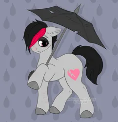 Size: 2914x3012 | Tagged: safe, artist:goatburps, derpibooru import, oc, oc:miss eri, unofficial characters only, earth pony, emo, image, png, rain, self harm, solo, umbrella