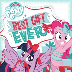 Size: 3000x3000 | Tagged: safe, derpibooru import, official, pinkie pie, twilight sparkle, twilight sparkle (alicorn), alicorn, earth pony, pony, best gift ever, bow, female, high res, image, itunes, jpeg, mare, my little pony logo, ribbon