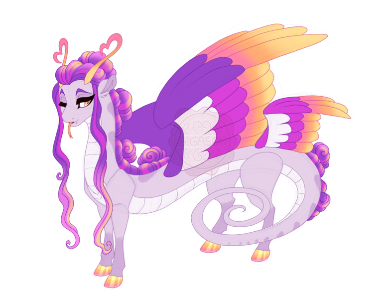 Size: 4100x3200 | Tagged: safe, artist:gigason, derpibooru import, oc, oc:anteros, draconequus, colored wings, image, magical threesome spawn, multicolored wings, parent:discord, parent:inky rose, parent:princess cadance, png, simple background, solo, transparent background, wings