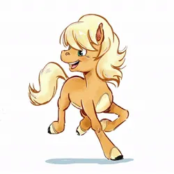 Size: 1080x1080 | Tagged: safe, artist:samyerdini, derpibooru import, horse, pony, colt, foal, ico, ico the brave little horse, image, jpeg, male, open mouth, running, simple background, smiling, solo, white background