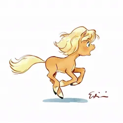 Size: 1080x1080 | Tagged: safe, artist:samyerdini, derpibooru import, horse, pony, colt, foal, ico, ico the brave little horse, image, jpeg, male, open mouth, running, simple background, solo, white background