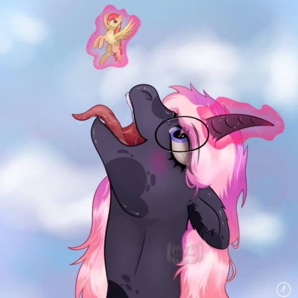 Size: 1600x1600 | Tagged: suggestive, artist:artsypaws, derpibooru import, oc, oc:artsypaws, oc:jay mihay, unofficial characters only, pegasus, pony, unicorn, bisexual, blushing, couple, curved horn, cute, cutie mark, drool, drool string, flying, genderfluid, glasses, horn, image, jpeg, lunch with my lover, macro, magic, magic aura, maw, micro, mouth, oc x oc, open mouth, original character do not steal, pegasus oc, photo, pred, predator, prey, round glasses, self insert, shipping, smiling, soft vore, spread wings, teeth, telekinesis, throat, tongue out, unicorn oc, vore, wings