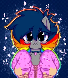 Size: 1150x1318 | Tagged: safe, artist:nyansockz, derpibooru import, oc, oc:poptart, earth pony, choker, clothes, earth pony oc, front view, image, nyan cat, oversized clothes, png