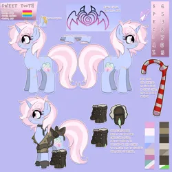 Size: 2000x2000 | Tagged: safe, artist:nyansockz, derpibooru import, oc, oc:sweet tooth, unofficial characters only, unicorn, fallout equestria, ashes town, fallout equestria oc, image, png, reference sheet, tattoo, weapon