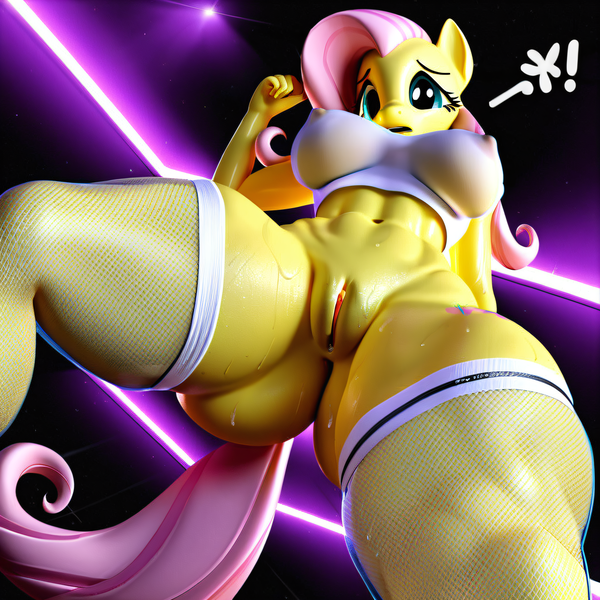 Size: 4096x4096 | Tagged: explicit, ai content, banned from derpibooru, deleted from derpibooru, derpibooru import, machine learning assisted, machine learning generated, fluttershy, 3d, abs, applebucking thighs, bottomless, clothes, female, image, partial nudity, png, see-through, sweat, tanktop