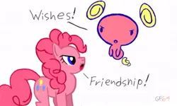 Size: 512x307 | Tagged: safe, artist:yueabdiel1304, derpibooru import, pinkie pie, earth pony, pony, argument, female, friendship, g4, image, jpeg, simple background, white background, wishes