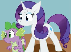 Size: 1021x748 | Tagged: safe, artist:cmara, derpibooru import, rarity, spike, dragon, pony, unicorn, duo, duo male and female, female, g4, i think we're gonna have to kill this guy, image, male, meme, png, winged spike, wings