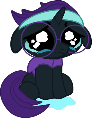 Size: 318x406 | Tagged: safe, artist:creshosk, derpibooru import, part of a set, oc, oc:nyx, unofficial characters only, alicorn, pony, alicorn oc, animated, clothes, crying, disguise, disguised eyes, enchanted glasses, female, filly, floppy ears, foal, g4, gif, glasses, hairband, headband, horn, illusion spell, image, puppy dog eyes, simple background, solo, tears of pain, tears of sadness, transparent background, vest, wings