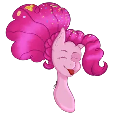 Size: 2224x2121 | Tagged: safe, artist:shqnnyhere, derpibooru import, pinkie pie, earth pony, pony, bust, confetti, eyes closed, female, image, mare, png, smiling, solo, tongue out