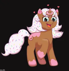 Size: 5300x5500 | Tagged: safe, artist:alcosaurus, derpibooru import, oc, oc:donut daydream, unofficial characters only, pony, unicorn, absurd resolution, heart, image, open mouth, open smile, png, raised hoof, simple background, smiling, solo