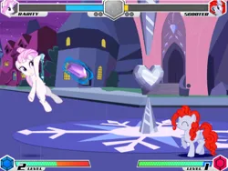 Size: 628x472 | Tagged: safe, derpibooru import, rarity, earth pony, unicorn, fighting is magic, crystal empire, faith, g4, game screencap, image, png, scooter (character)