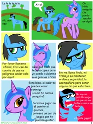 Size: 774x1033 | Tagged: safe, artist:elponyfurry, derpibooru import, oc, unofficial characters only, pegasus, pony, unicorn, comic, glasses, image, png, spanish