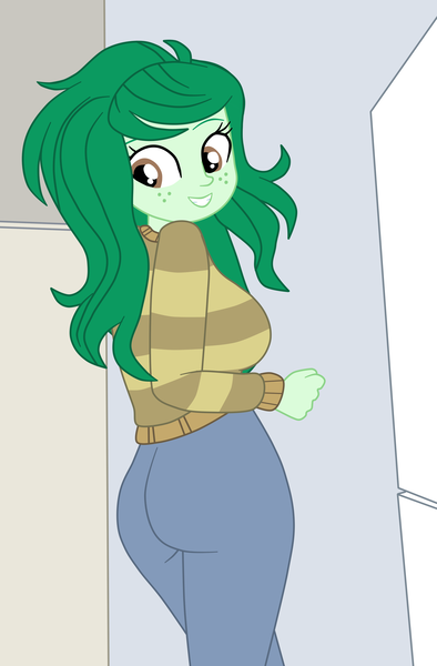 Size: 1900x2892 | Tagged: safe, artist:gmaplay, derpibooru import, wallflower blush, human, equestria girls, ass, butt, house, image, looking back, png, solo, wallflower butt