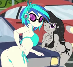 Size: 2428x2211 | Tagged: suggestive, artist:gmaplay, derpibooru import, octavia melody, vinyl scratch, equestria girls, ass, butt, dj boot-3, image, png, presenting, seductive, seductive pose, solo, sultry, sultry pose, treblebutt, vinyl ass