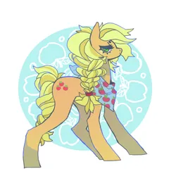 Size: 851x851 | Tagged: safe, artist:cutesykill, derpibooru import, applejack, earth pony, pony, bandana, braid, braided ponytail, braided tail, cutie mark, female, freckles, image, jpeg, mare, ponytail, solo, standing, tail, wingding eyes