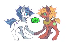 Size: 1112x690 | Tagged: safe, artist:cutesykill, derpibooru import, big macintosh, shining armor, earth pony, pony, unicorn, alternate hairstyle, beanbrows, blushing, cutie mark, duo, duo male, ear piercing, eyebrows, freckles, frown, g4, gay, image, infidelity, looking at each other, looking at someone, male, multicolored mane, multicolored tail, open mouth, piercing, png, shiningmac, ship:shiningmac, shipping, short tail, simple background, speech bubble, stallion, surprised, tail, talking, text, white background, wingding eyes