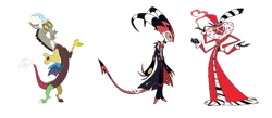 Size: 748x326 | Tagged: safe, artist:classictails124, derpibooru import, discord, blitzo buckzo, hazbin hotel, hellaverse, helluva boss, image, png, simple background, transparent background, valentino