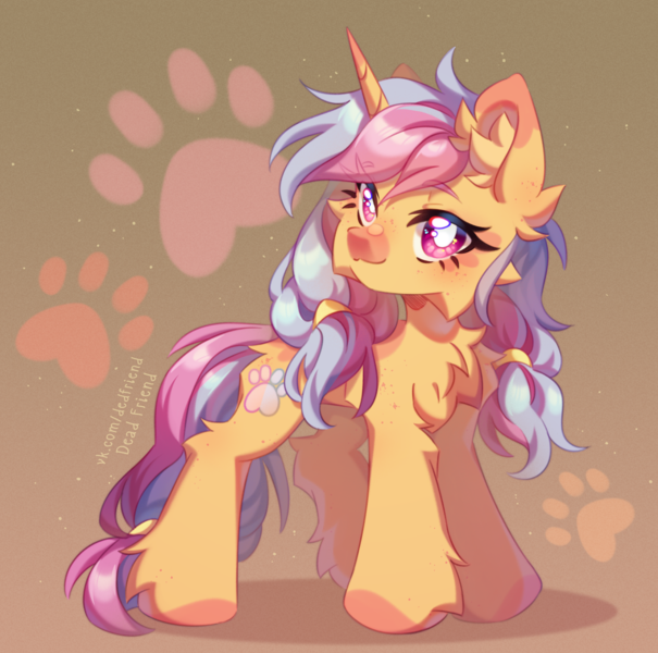 Size: 3636x3608 | Tagged: safe, artist:dedfriend, derpibooru import, oc, unofficial characters only, pony, unicorn, chest fluff, ear fluff, fluffy, hairband, horn, image, leg fluff, png, solo, unicorn oc