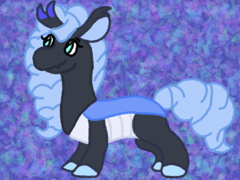 Size: 1600x1200 | Tagged: safe, artist:mintwhistle, derpibooru import, changeling queen oc, oc, unnamed oc, unofficial characters only, changeling, changeling queen, g5, abstract background, changeling horn, changeling oc, colored hooves, colored horn, eyelashes, female, g5 oc, holeless, horn, image, medibang paint, multicolored horn, png, smiling, solo
