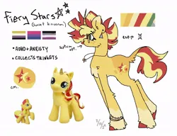 Size: 932x714 | Tagged: safe, artist:cacticupp, derpibooru import, oc, oc:fiery stars, unofficial characters only, pony, unicorn, alternate name, asexual pride flag, bisexual pride flag, body freckles, bracelet, cheek fluff, coat markings, color palette, colored hooves, cutie mark, freckles, g4, glasses, image, jewelry, jpeg, kinsona, leg fluff, leonine tail, multicolored mane, multicolored tail, no mouth, nonbinary, nonbinary pride flag, nose piercing, piercing, pride, pride flag, raised hoof, reference sheet, round glasses, septum piercing, simple background, socks (coat marking), standing, stars, tail, text, toy, unshorn fetlocks, white background