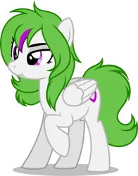 Size: 792x1009 | Tagged: safe, artist:stellardusk, derpibooru import, oc, oc:dife, unofficial characters only, pegasus, pony, commission, female, green mane, image, magenta eyes, mare, png, questioning, simple background, solo, transparent background, white coat