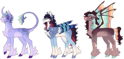 Size: 6065x2909 | Tagged: safe, artist:sleepy-nova, derpibooru import, oc, unofficial characters only, bat pony, pegasus, pony, unicorn, colored wings, female, image, male, mare, multicolored wings, png, simple background, stallion, transparent background, wings