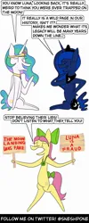 Size: 1000x2500 | Tagged: safe, artist:sneshpone, derpibooru import, posey (g5), princess celestia, princess luna, g5, conspiracy theory, image, jpeg