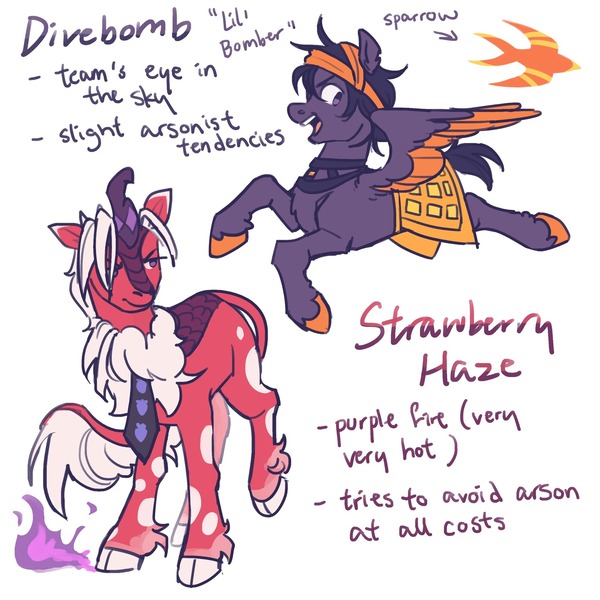 Size: 2048x2048 | Tagged: safe, artist:regularcitrus, derpibooru import, ponified, kirin, pegasus, pony, alternate name, alternate universe, anime, crossover, golden wind, image, jojo's bizarre adventure, jpeg, long description, mlp x jojo, narancia ghirga, pannacotta fugo, simple background, white background