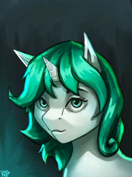 Size: 1500x2019 | Tagged: safe, artist:vezja, derpibooru import, oc, unofficial characters only, pony, unicorn, bust, female, horn, image, looking at you, mare, png, portrait, smiling, unicorn oc