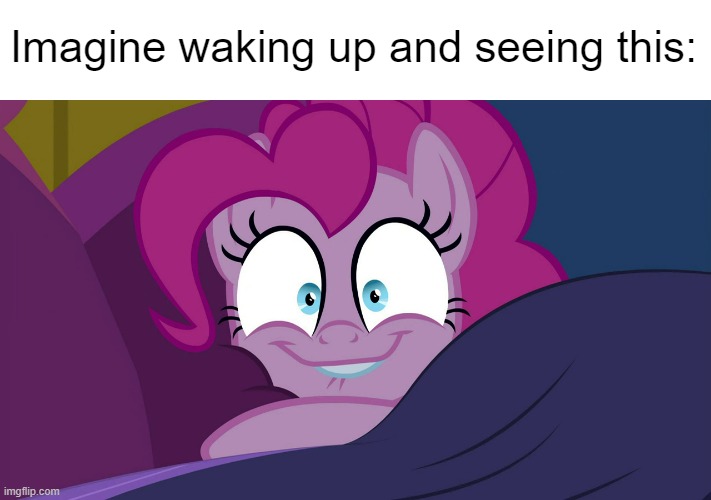 Size: 711x500 | Tagged: safe, derpibooru import, screencap, pinkie pie, cakes for the memories, spoiler:cakes for the memories, caption, faic, image, image macro, imgflip, jpeg, looking at you, text