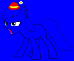 Size: 1178x973 | Tagged: safe, artist:raini-bases, artist:spitfirethepegasusfan39, ponerpics import, ponified, earth pony, pony, adult blank flank, angry, base used, blank flank, blue background, bossy, clothes, female, flower, flower on hat, g4, grumpy, hat, image, little miss, little miss bossy, mare, mr. men, mr. men little miss, narrowed eyes, png, simple background, solo