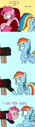 Size: 3351x12092 | Tagged: safe, artist:professorventurer, derpibooru import, part of a set, pinkie pie, rainbow dash, earth pony, pegasus, pony, comic:the mail, 4 panel comic, absurd resolution, comic, couch, faic, image, mailbox, pinkie being pinkie, png, surprised