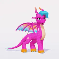 Size: 1920x1920 | Tagged: safe, artist:fynamic, derpibooru import, dragon, g5, my little pony: make your mark, 3d, 3d model, blaize skysong, blender, blender cycles, claws, female, horns, image, looking at you, open mouth, png, simple background, solo, spread wings, tail, white background, wings