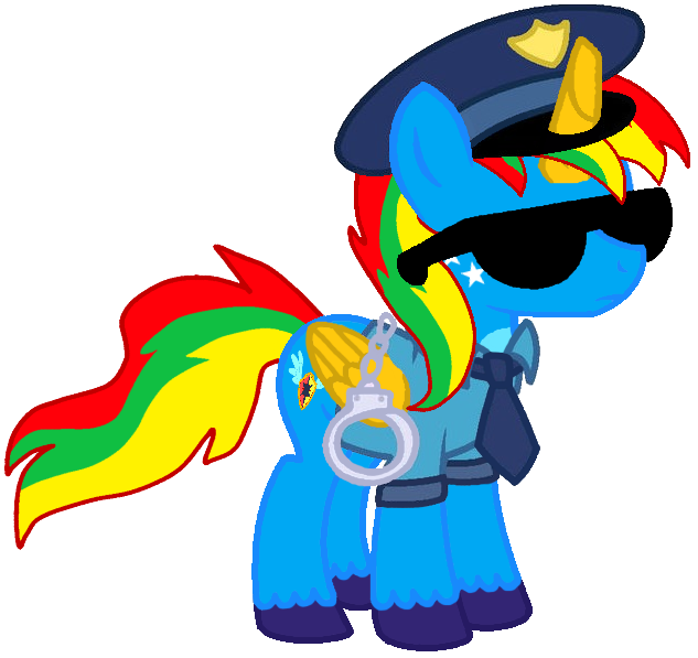 Size: 633x597 | Tagged: safe, artist:shieldwingarmorofgod, derpibooru import, oc, oc:shield wing, unofficial characters only, alicorn, clothes, cuffs, glasses, hat, image, male, necktie, png, police officer, solo, uniform