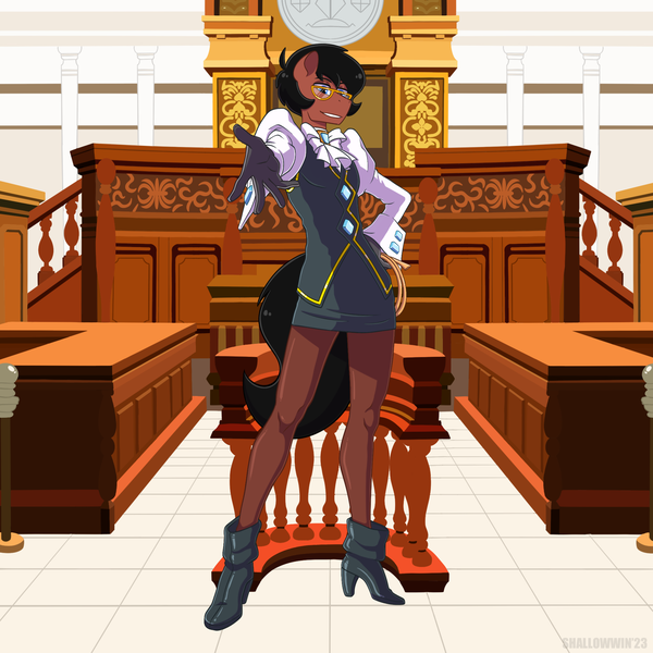 Size: 2048x2048 | Tagged: safe, artist:shallowwin, derpibooru import, oc, oc:benjamin terrance tover, anthro, earth pony, ace attorney, clothes, cosplay, costume, courtroom, crossdressing, franziska von karma, glasses, image, phoenix wright, png, whip